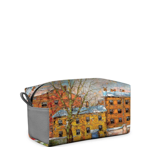 Косметичка, KOS3 «Дерево и желтый домик ранней весной»