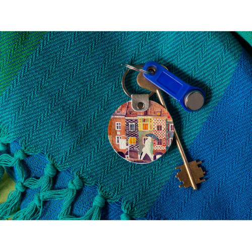 Брелок (Круглый) TRI4 «The city watercolor»