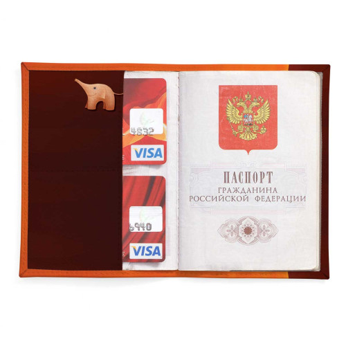 Обложка для паспорта, PAS2 «Слоны оранжевые»