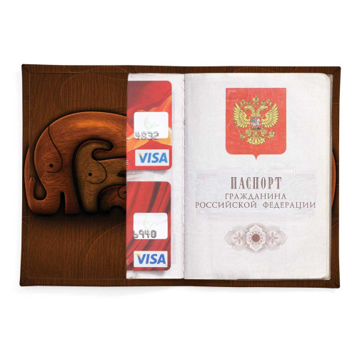 Обложка для паспорта, PAS2 «Деревянные слоны»
