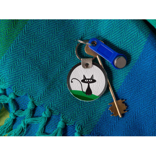 Брелок (Круглый) TRI4 «Кот с луной»