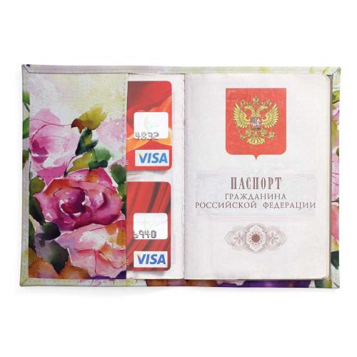 Обложка для паспорта, PAS2 «Watercolor flowers in vase»