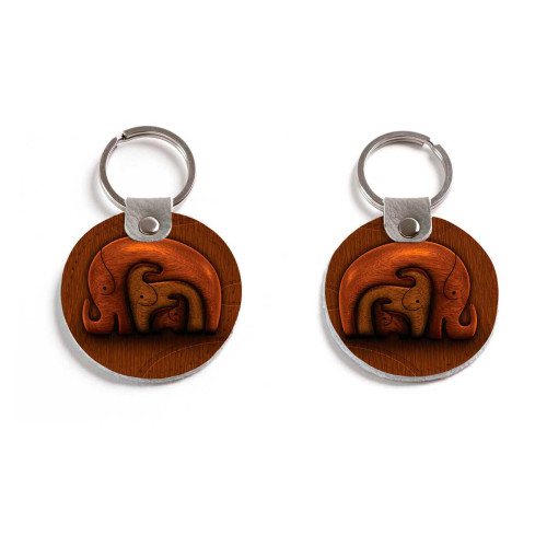 Брелок (Круглый) TRI4 «Деревянные слоны»