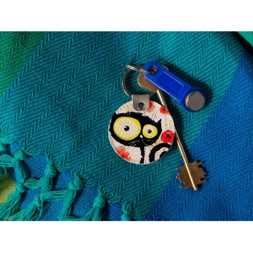 Брелок (Круглый) TRI4 «Flower cat»