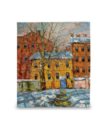 Кошелек мини PR17 «Дерево и желтый домик ранней весной»