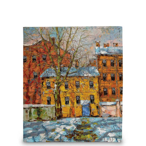 Кошелек мини PR17 «Дерево и желтый домик ранней весной»