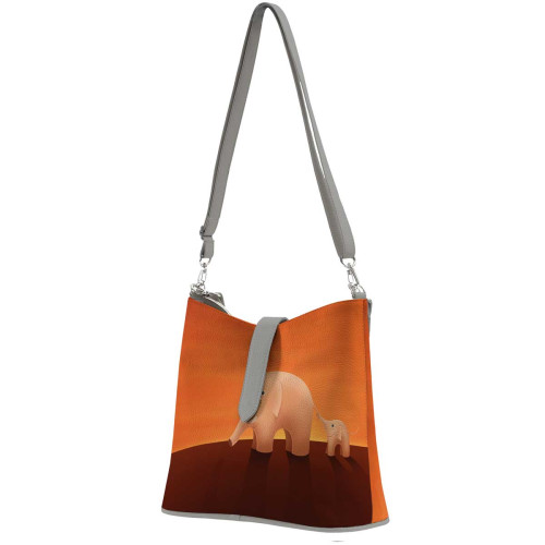 Сумка на плечо BG12 «Слоны оранжевые»