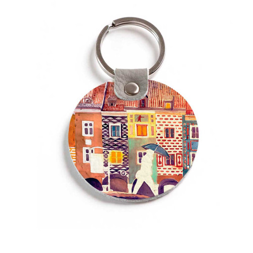 Брелок (Круглый) TRI4 «The city watercolor»