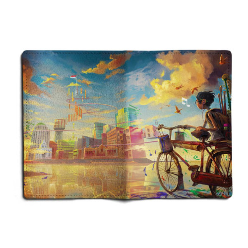 Обложка для автодокументов, AUT1 «Мальчик и велосипед»