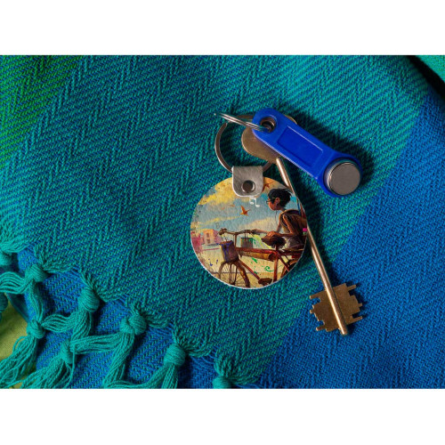 Брелок (Круглый) TRI4 «Мальчик и велосипед»