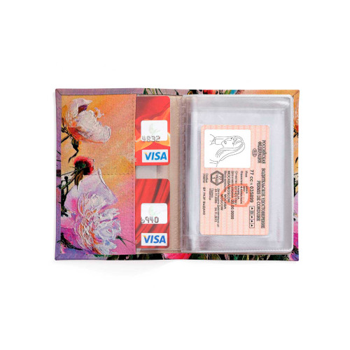 Обложка для автодокументов, AUT2 «Пионы на розовом»