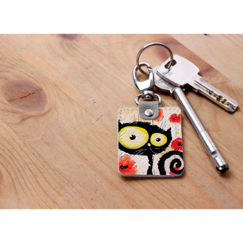 Брелок (Прямоугольный ) TRI1 «Flower cat»