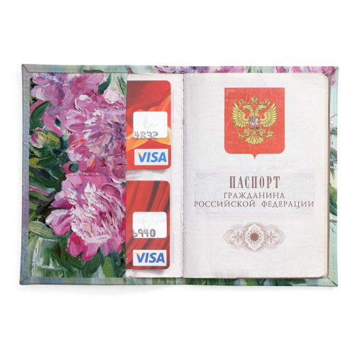 Обложка для паспорта, PAS2 «Пионы 2»