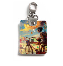 Брелок (Прямоугольный ) TRI1 «Мальчик и велосипед»