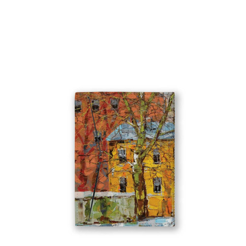 Обложка для документов, PAS3 «Дерево и желтый домик ранней весной»