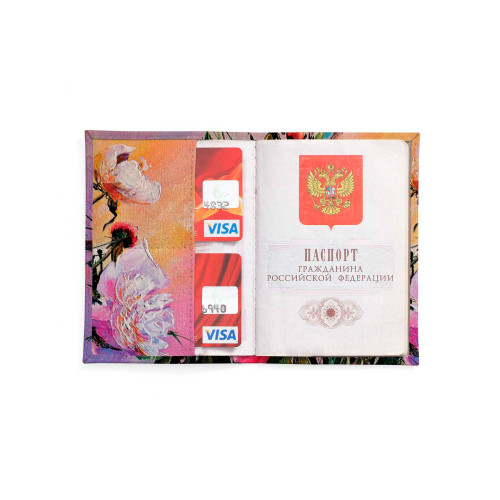 Обложка для автодокументов, AUT2 «Пионы на розовом»