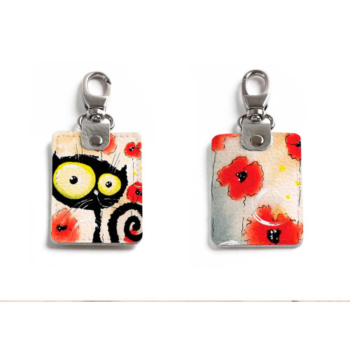 Брелок (Прямоугольный ) TRI1 «Flower cat»