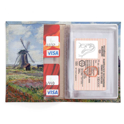 Обложка для автодокументов, AUT2 «Claude Monet Tulip Field and windmill»