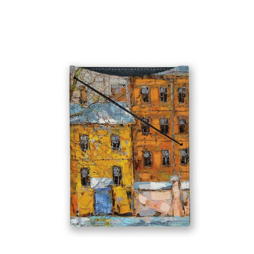 Обложка для документов, PAS3 «Дерево и желтый домик ранней весной»