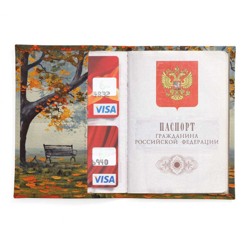 Обложка для паспорта, PAS2 «Autumn bench»