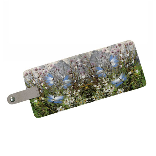 Кошелек мини PRS8 «Бабочки над цветами и травами»