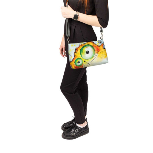 Сумка шолдер, BAG3 «Crazy cat»