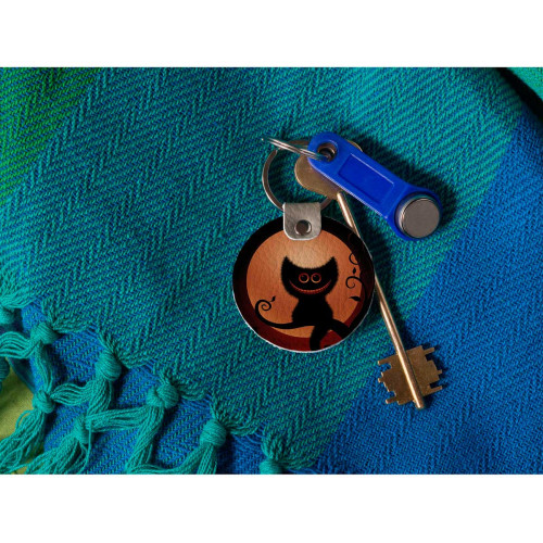 Брелок (Круглый) TRI4 «Кот на ветке»