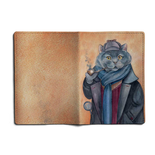 Обложка для паспорта, PAS1 «Шерлок кот»