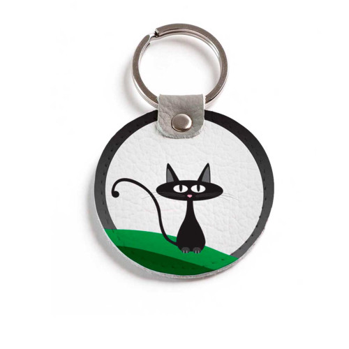 Брелок (Круглый) TRI4 «Кот с луной»