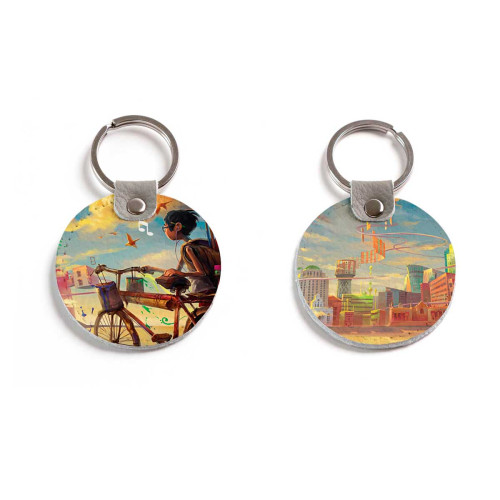 Брелок (Круглый) TRI4 «Мальчик и велосипед»