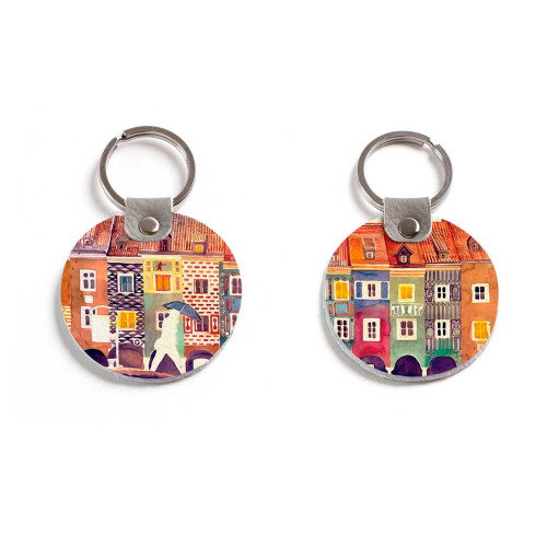 Брелок (Круглый) TRI4 «The city watercolor»