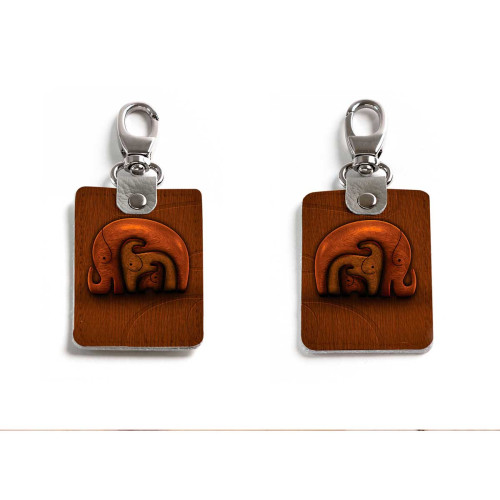 Брелок (Прямоугольный ) TRI1 «Деревянные слоны»