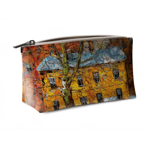 Косметичка big KOS2 «Дерево и желтый домик ранней весной»