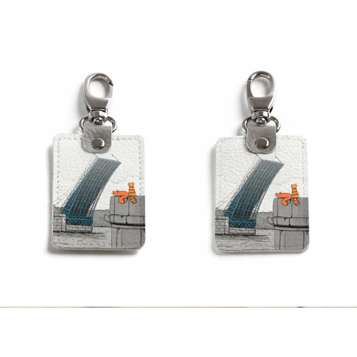 Брелок (Прямоугольный ) TRI1 «Мосты на белом»