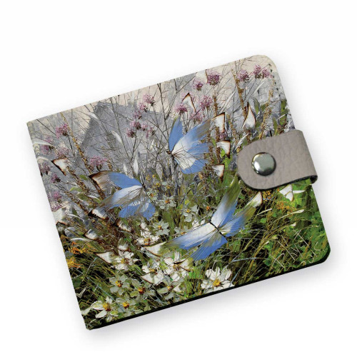 Кошелек мини PRS8 «Бабочки над цветами и травами»