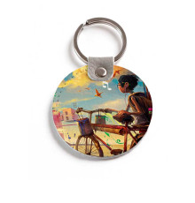 Брелок (Круглый) TRI4 «Мальчик и велосипед»