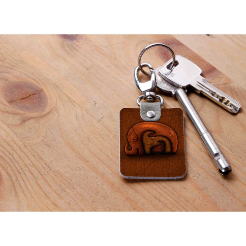 Брелок (Прямоугольный ) TRI1 «Деревянные слоны»