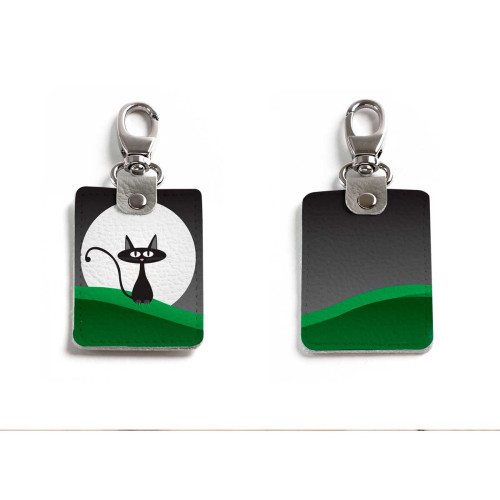 Брелок (Прямоугольный ) TRI1 «Кот с луной»