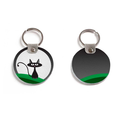 Брелок (Круглый) TRI4 «Кот с луной»