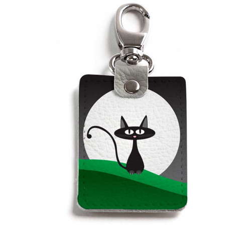 Брелок (Прямоугольный ) TRI1 «Кот с луной»
