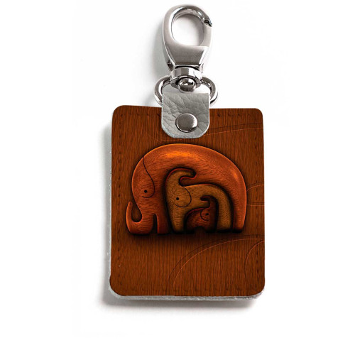 Брелок (Прямоугольный ) TRI1 «Деревянные слоны»