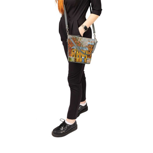 Сумка кросс-боди BAG8 «Дерево и желтый домик ранней весной»