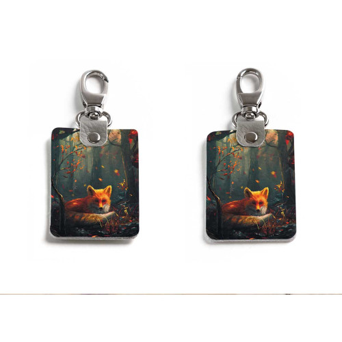 Брелок (Прямоугольный ) TRI1 «Лиса в лесу»